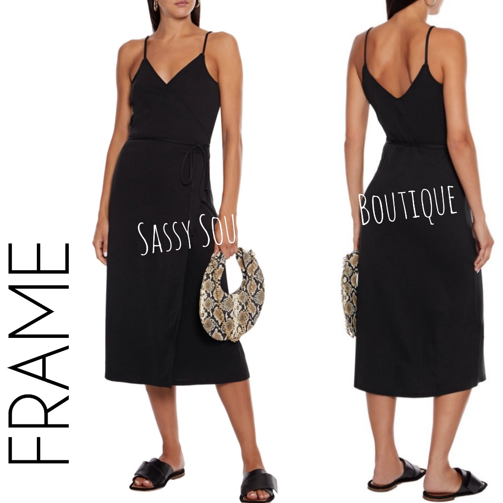 Frame Black Pima Cotton Wrap Dress
